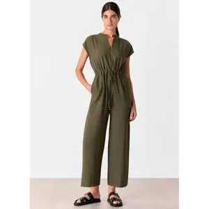 Whistles Khaki Sleeveless Drawstring Jumpsuit